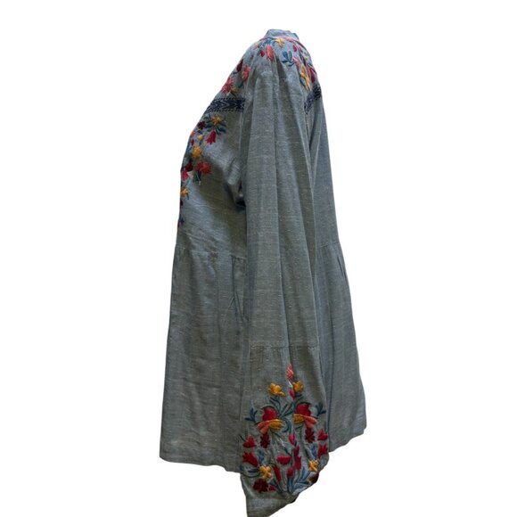 Johnny Was Blue Embroidered Blouse L - Picture 4 of 6